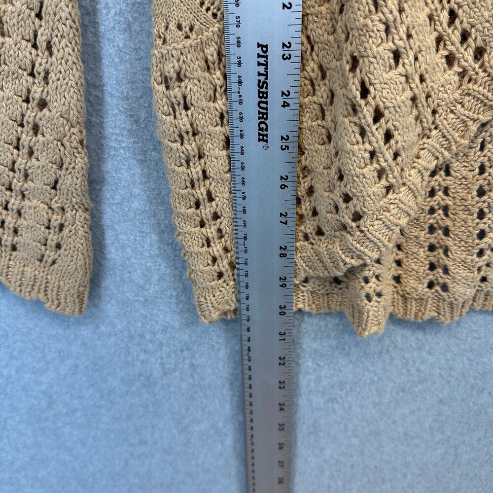 Vintage Antthony Original Sweater Womens Small Tan Crochet One-Button Cardigan - Picture 14 of 16